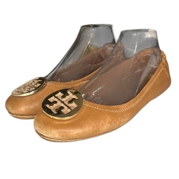 Womens Tory Burch Minnie 50393 Leather Slip-On Travel Ballet Flat Size 8 Brown - Picture 2 of 5